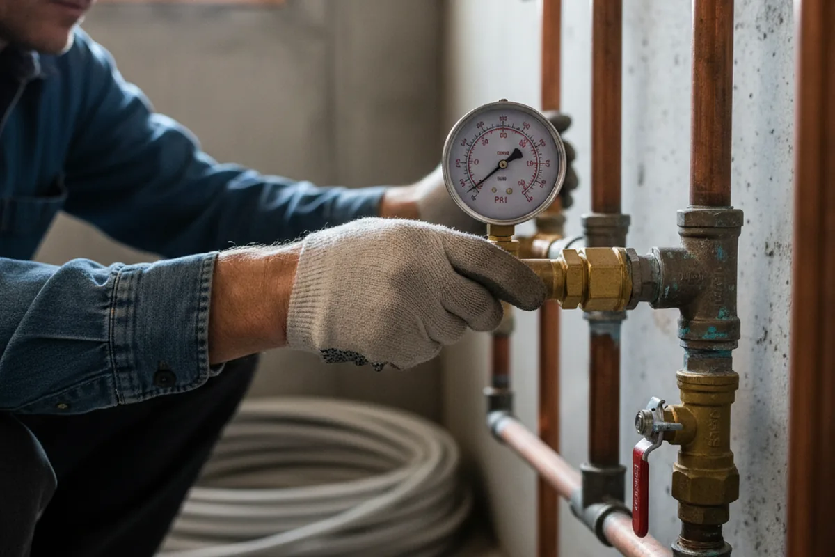 Pressure testing a repaired line during Water Line Repair in Lutherville Timonium